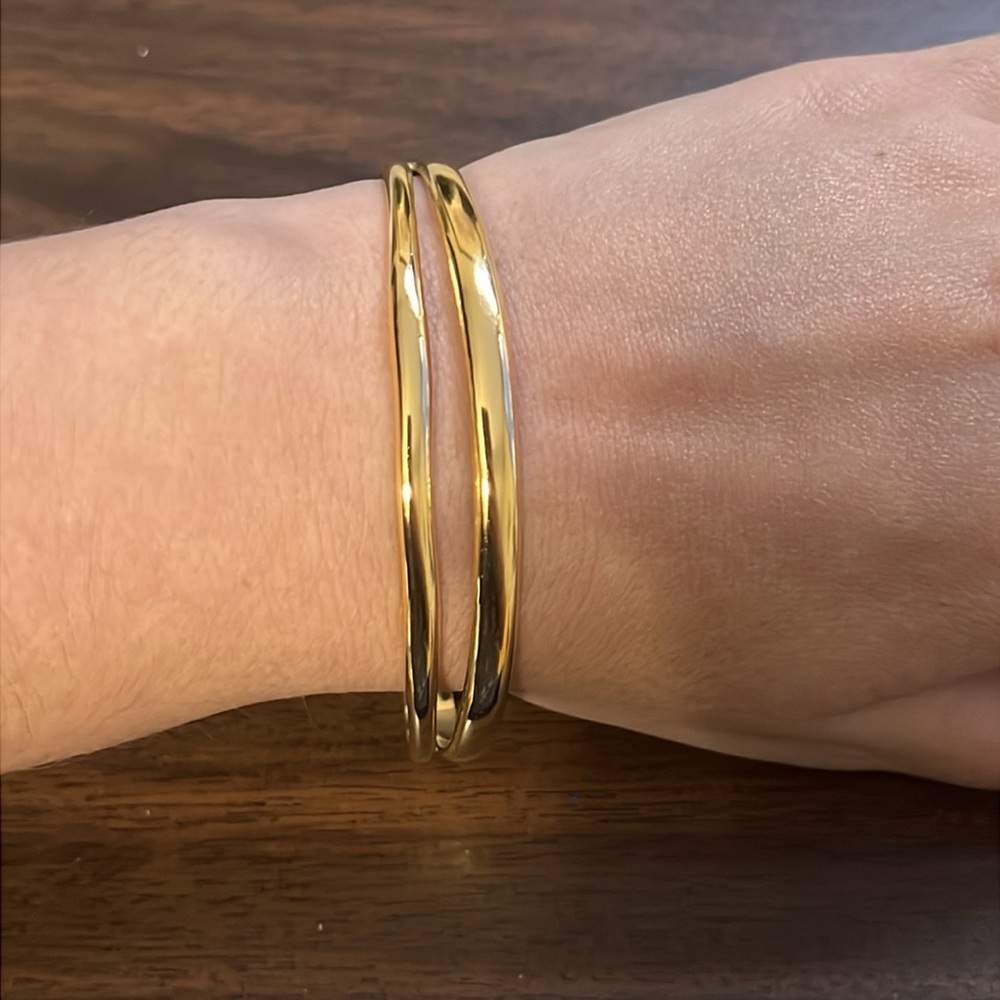 Gold plated stainless steel bangle cuff bracelet